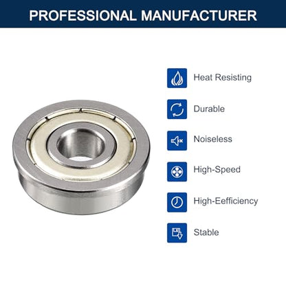 F698ZZ Flanged Ball Bearing, ID 8mm x OD 19mm x Width 6mm Miniature Bearings, Double Metal Shielded Deep Groove Bearings, Pre-Lubricated (GCr15) Chrome Steel 10pcs - size: F698ZZ 8mmx19mmx6mm