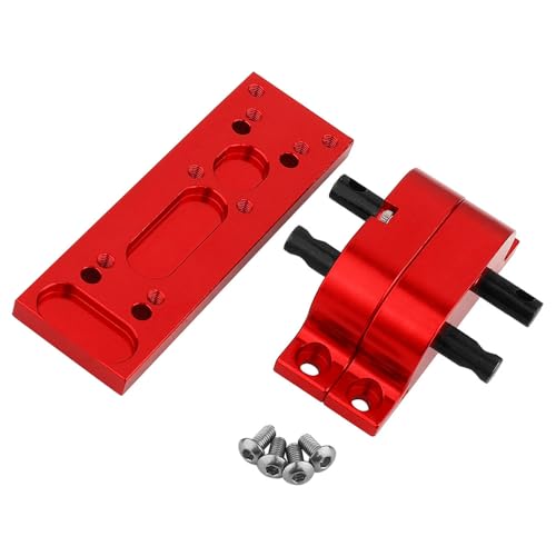 Metal Alloy 1:1 Transfer Case Gearbox Transmission with Mount Plate for Axial SCX10 D90 1/10 RC Crawler 1/14 Tamiya Tractor Truck Upgrade Parts (red) - color: Red