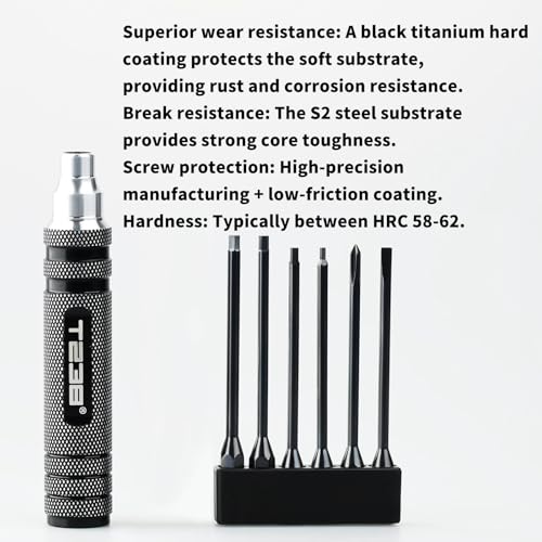 T238-Hex Screw Driver Set, Titanium Hexagon Screwdriver, for Airsoft Tool Multi-Axis FPV Racing Drone RC Quadcopter Helicopter Car Models（1.5MM/2.0MM/2.5MM/3.0MM / Slotted&Cross 3.0MM）