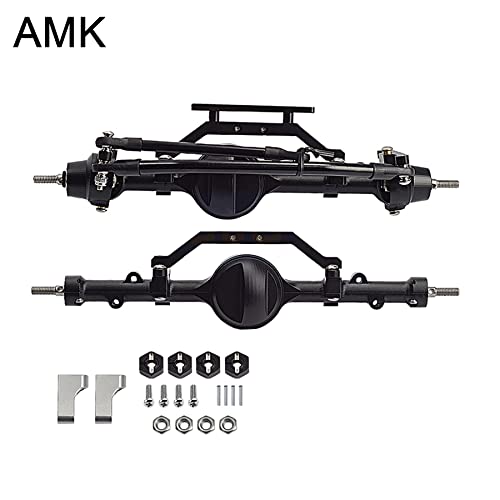 CNC Aluminum Alloy Front Rear Axle Complete Set for 1/10 RC Crawler RC-4WD Gela-nde II TF2 D110 Yo-ta II Axles(Black) - color: Front and Rear Axle