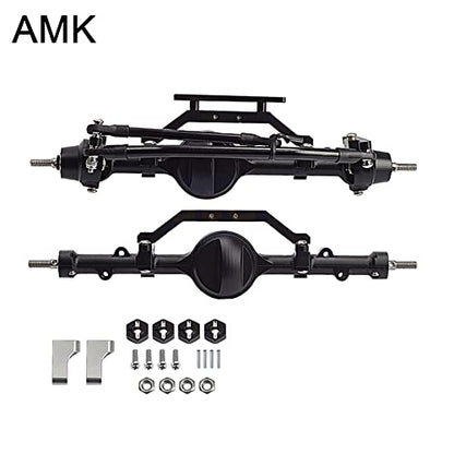 CNC Aluminum Alloy Front Rear Axle Complete Set for 1/10 RC Crawler RC-4WD Gela-nde II TF2 D110 Yo-ta II Axles(Black) - color: Front and Rear Axle