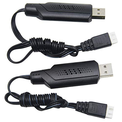 Blomiky 2 Pack 7.4V 1.3A Lithium Battery Charger Cable with XH-3P Plug for Some 1/10 1/12 1/16 1/14 1/18 Scales RC Car Truck Boat Drone 7.4V 2S Lipo or Li-ion Battery / 9125 USB 2