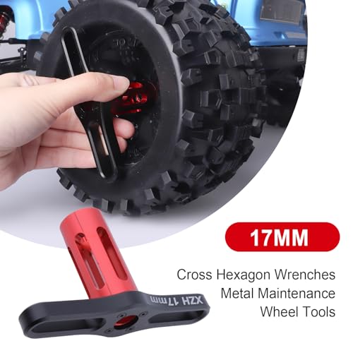 Hobbypark RC Hex Wrench Nut Driver (4mm 5mm 5.5mm 7mm 17mm) Wheel Hub Cross Socket Spanner Repair Tools for 1:8 1/10 Scale RC Cars (2-Pack)