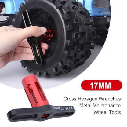 Hobbypark RC Hex Wrench Nut Driver (4mm 5mm 5.5mm 7mm 17mm) Wheel Hub Cross Socket Spanner Repair Tools for 1:8 1/10 Scale RC Cars (2-Pack)
