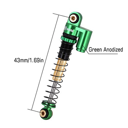 INJORA 43mm Aluminum Threaded Double Barrel Shocks for Axial SCX24（Green） - color: Green