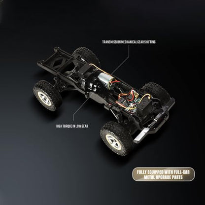 1/18 Scale RC Crawler, 2.4GHz Full Proportional Remote Control Off Road Car, 4WD RC Rock Truck Simulation Off Road Climbing Vehicle Dual Speed Model Car for Adults (Yellow) - color: Yellow