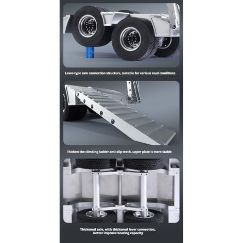 1/14 Semi-Trailer Flatbed for 1/14 6x4 RC Heavy-Duty Cargo Tractor Truck RC Semi-Trailer Truck, Non-Powered Semi-Truck Flatbed Low Bed Trailer Construction Vehicle Gift - style: 1/14 Semi-Trailer Flatbed