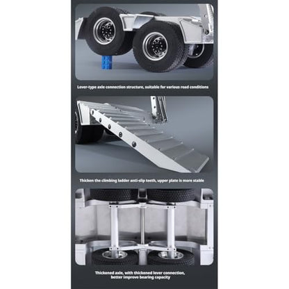 1/14 Semi-Trailer Flatbed for 1/14 6x4 RC Heavy-Duty Cargo Tractor Truck RC Semi-Trailer Truck, Non-Powered Semi-Truck Flatbed Low Bed Trailer Construction Vehicle Gift - style: 1/14 Semi-Trailer Flatbed