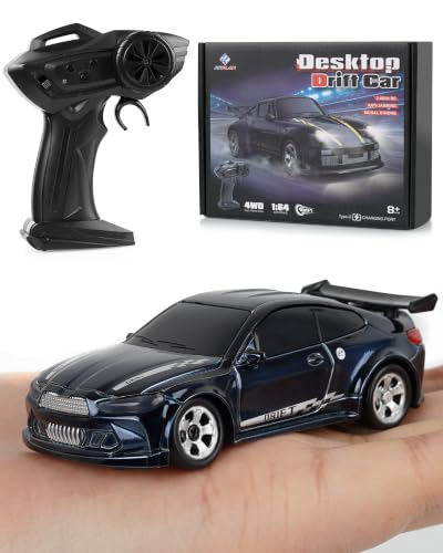 ARRIS 1/64 Micro Desktop RC Drift Car 4WD with 2-Speed Modes RTR | Pocket Size Design, LED Lights, Stunt Driving, Smooth Drifting, Indoor Fun - color: Ocean Blue