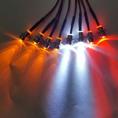 2-Pack 8Leds LED Light Headlights Lighting Taillight Kit Compatible with Traxxas HSP Tamiya Redcat RC4WD Axial SCX10 RC Car Truck Tank Crawler,Red Orange White Led