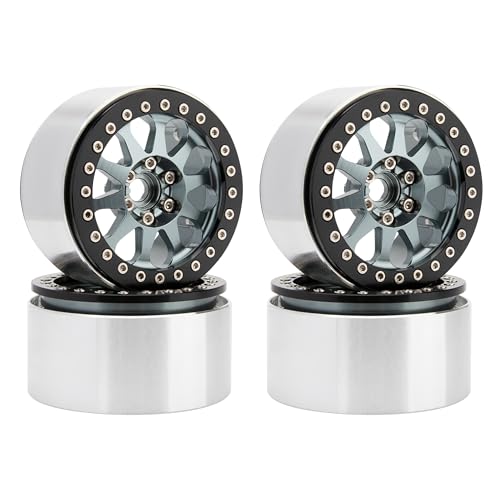 MEUS RACING 2.2 Beadlock Wheels Rims Deep-Dish Wheel for Axial SCX10 Traxxas TRX4 Vanquish VS4-10 Redcat Gen8 1/10 RC Crawler Upgrades (Titanium) - color: Titanium