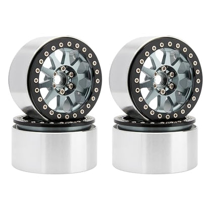 MEUS RACING 2.2 Beadlock Wheels Rims Deep-Dish Wheel for Axial SCX10 Traxxas TRX4 Vanquish VS4-10 Redcat Gen8 1/10 RC Crawler Upgrades (Titanium) - color: Titanium
