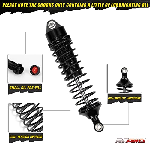 RCAWD Shock Absorber Damper for LOSI 1/10 Lasernut U4, Tenacity DB Pro, TENACITY TT Pro 4WD SCT Upgrades, RC Shocks Front Rear 90mm 100mm, Parts for #LOS233011, LOS03028, LOS03027, LOS03019 Black - color: Black