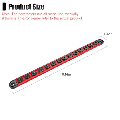 Magnetic Socket Organizer, 1/4" Heavy Duty Aluminum Metric & SAE Socket Rail Organizer, 360° Swivel Clips Socket Holder, Automotive Garage Drive Socket Tray Tool Holds 14 Sockets (1/4) - size: 1/4
