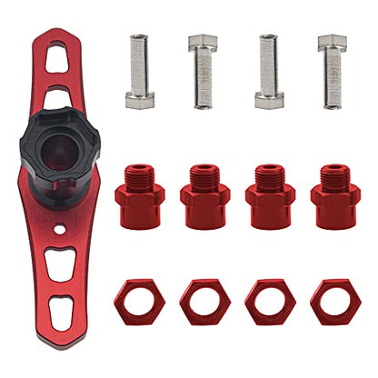 Share Goo 17mm Wheel Hex Wrench & 12mm to 17mm Wheel Hex Drive Hub Adapter 15mm Offset Extension Compatible with Tamiya Axial RC4WD Traxxas Redcat 1/10 RC Car Buggy Truck (Red) - color: Red