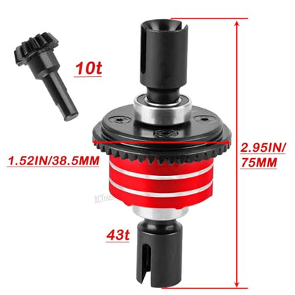 RC 43T/10T Front&Rear Diff Gear Differential Upgrades Part for 1/8 Kraton,Outcast,Notorious,Talion 6s BLX/EXB,1/7 Big Rock,Fireteam,Mojave 6s BLX,Red - color: Red-(upgrades）
