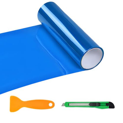Sun Walker Car Light Tint Film, 12 x 48 Inch Waterproof Taillight Wrap Film Roll with Squeegee & Cutter, Self-Adhesive Vinyl Sticker Sheet Roll for Headlights Fog Lights Tail Lights (Dark Blue) - color: Dark Blue