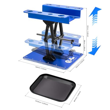 RC Car Work Stand Lift Lower w/Screw Tray for 1/8 1/10 1/12 RC Cars, Blue | Adjustable Aluminum RC Car Repair Stand for 1/8 1/10 1/12 Scale RC Crawler Truck Traxxas Slash TRX4 Arrma Axial SCX10 - color: Blue