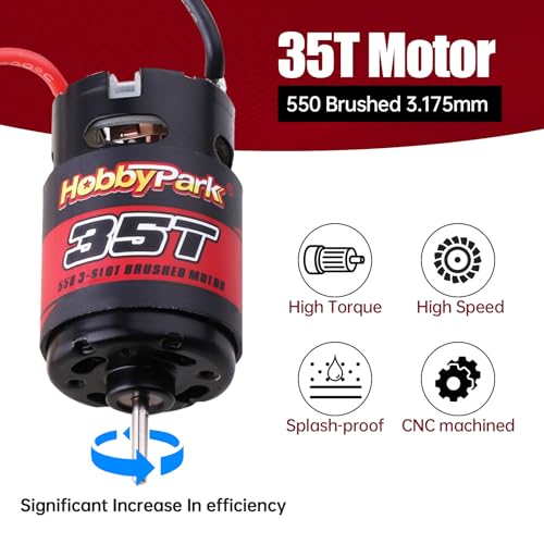 HobbyPark 35T Motor 550 Brushed Electric Engine w/Heatsink for 1/10 RC Crawler Cars Traxxas TRX4 TRX6 Axial SCX10 Redcat Gen7 Gen8 RC4WD - size: 35T