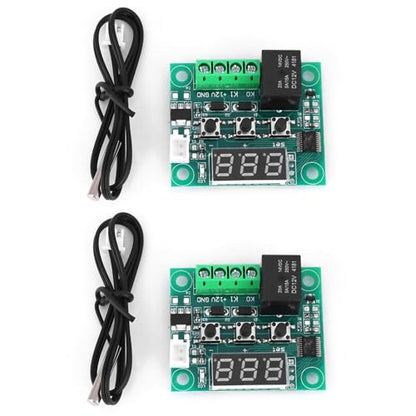 2Pcs W1209 Digital Thermostat – 12V Temperature Controller with Water Proof Sensor for Industrial Use, -50~110°C Range & 0.1°C Precision