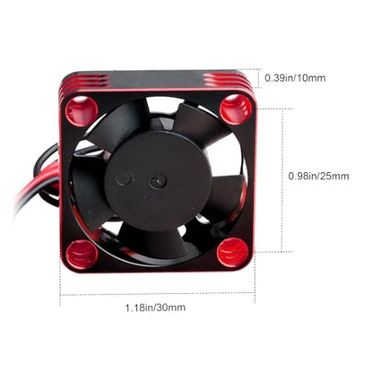 HobbyPark RC Brushless Motor Cooling Fan ESC Cooling Fan for RC Car 1/8 1/10 1/12 Scale 540 550 Brushless Motors (Black-Red 2pcs) - color: Black-Red 2pcs