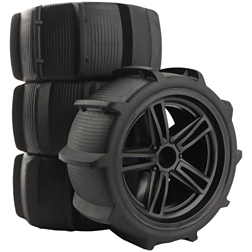 1/10 RC Paddle Tires Wheels 12mm Hex Snow Grass Tyer PX9200-29A for High Speed 9125 X07 X08 X17 RC Cars 9201E 9205E 9206E 200E 201E RZ001G-A 104009 2995 Trucks(4 Pieces) - color: 4pcs, size: 1:10
