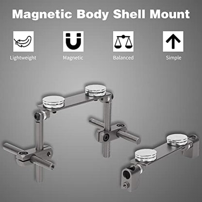 Magnetic RC Body Mount Kit, Strong Flat Magnets and Posts for 1/10 Scale Cars, Allows Quick Body Removal for Maintenance and Customization