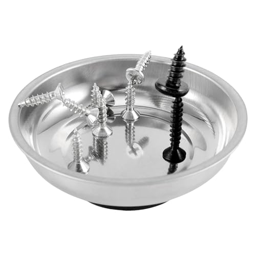 FUNSUEI 15 Packs 3 Inches Magnetic Tray, Stainless Steel Magnetic Bowl, Round Magnetic Parts Tray for Pins, Screws, Bolts, Nuts, Small Parts - color: Silver, size: 15PCS 3In