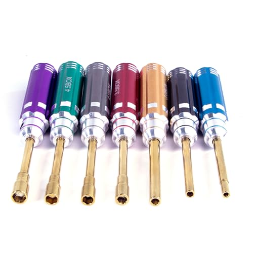 7PCS Colorful RC Hex Nut Driver Tool Set，2.0 2.5 3.0 3.5 4.0 4.5 5.0 Box Socket Driver Set，RC Hobby Tools Kit，Hexagon Nut Wrench Repair Tools For RC Mini Crawler Car