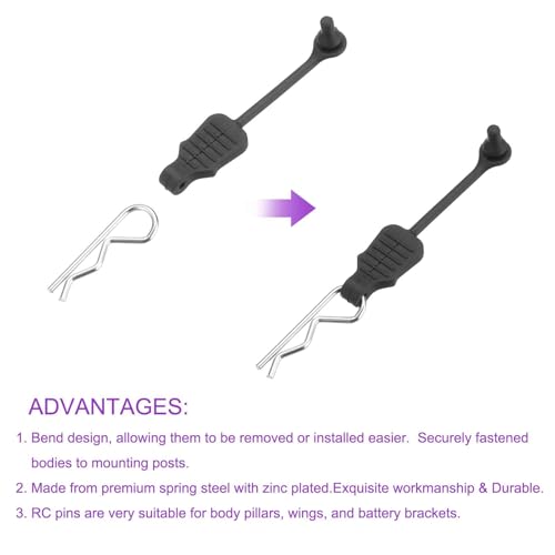 DMiotech 20Pcs Body Clips Pins with Pull Tabs, Silvery Universal RC Cars Parts Shell Replacement Parts for 1/10 1/8 Scale RC Car