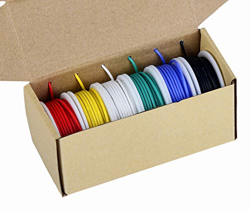TUOFENG 20awg Wire Flexible Stranded Wire,20 Gauge Wire Tinned Copper Silicone Rubber Insulated (6 Different Colored 23ft / 7m Each) 20awg Silicone Wires - size: 20 awg 6 colors each 23ft