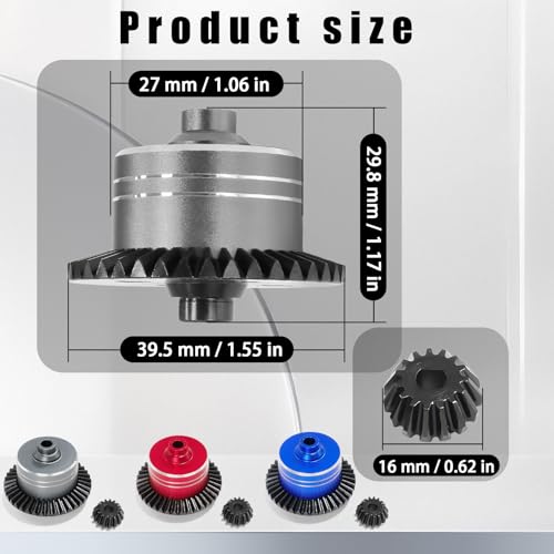 7075 Aluminum Differential Case with 45# Hardened Steel Differential Spur Gear and Bevel Gear, Diff Case & Gear Set Replace for #54875 Upgraded Parts for 1/10 Tamiya XV02 TT02 TT02B RC Car Titanium - color: Titanium