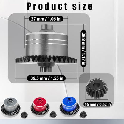 7075 Aluminum Differential Case with 45# Hardened Steel Differential Spur Gear and Bevel Gear, Diff Case & Gear Set Replace for #54875 Upgraded Parts for 1/10 Tamiya XV02 TT02 TT02B RC Car Titanium - color: Titanium