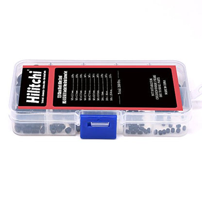Hilitchi 260pcs M3/4/5/6/8 Allen Head Socket Hex Grub Screw Set Assortment Kit with Plastic Box 12.9 Class Black Alloy Steel - color: Black - Metric - 260pcs
