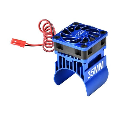 Aluminum 6061-T6 Alloy Cooling Fan with 35mm Motor Heatsink for Traxxas 1:16 Mini Maxx 4WD 107154-1 / Mini XRT VXL-3S 108076-1 Monster Truck Upgrades - Blue