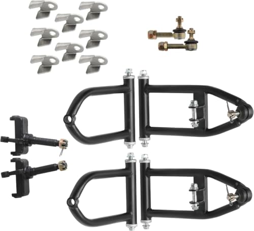 Front Suspension Assembly A Arm Set with Steering Spindles Tie Rod Ends Shock Mount Brackets for ATV Quad Go Kart Buggy Off Road Vehicle Front End Replacement Parts 110cc 125cc 150cc |