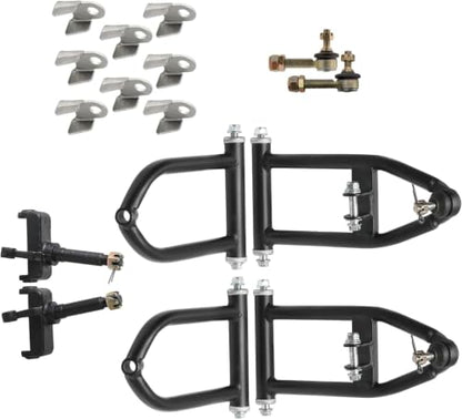 Front Suspension Assembly A Arm Set with Steering Spindles Tie Rod Ends Shock Mount Brackets for ATV Quad Go Kart Buggy Off Road Vehicle Front End Replacement Parts 110cc 125cc 150cc |