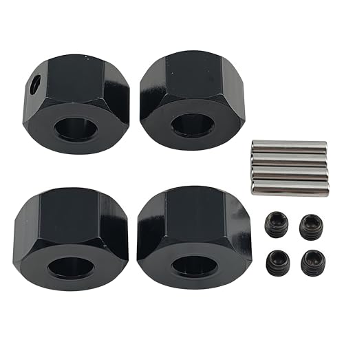 12mm Aluminum Wheel Hex Hub Adapter for 1/10 Mini Maxx RC Car (Black) | Alloy,3654,Upgrade Parts,CNC Machined,High Strength,Precision Fit,Wear Resistant,Easy Installation - color: Black