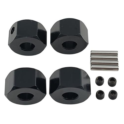 12mm Aluminum Wheel Hex Hub Adapter for 1/10 Mini Maxx RC Car (Black) | Alloy,3654,Upgrade Parts,CNC Machined,High Strength,Precision Fit,Wear Resistant,Easy Installation - color: Black