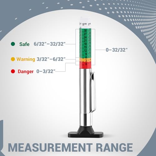INBOF 4 Pack Tire Tread Depth Gauge, Color Coded Tire Depth Gauge Tool 32nds