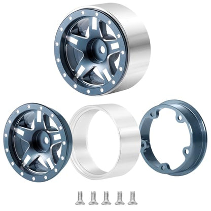 RCHUBAM 4PCS 1.3" Metal Beadlock Wheel Rim for SCX24 TRX4M RC Upgrade Parts | Aluminum Alloy Wheel Hub,RC Replacement Accessories,3 Color - color: Titanium Grey