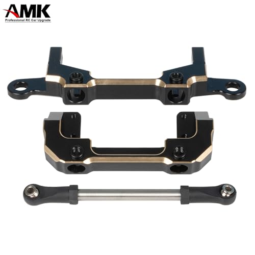 AMK SCX10 III Brass Bumper Munnt Black Coating, 158g Front Rear Bumper Set Complete with Steering Link for 1/10 RC Crawler Body LCG Chassis Axial SCX10 Upgrades