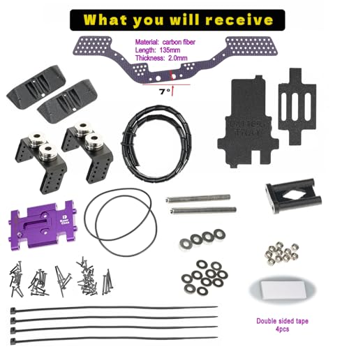Carbon Fiber Chassis Kit for SCX24, 7° Angled Skid, LCG Chassis Kit for Axial SCX24 C10, JLU, Bronco, Deadbolt, Purple - color: Purple