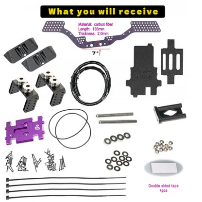 Carbon Fiber Chassis Kit for SCX24, 7° Angled Skid, LCG Chassis Kit for Axial SCX24 C10, JLU, Bronco, Deadbolt, Purple - color: Purple