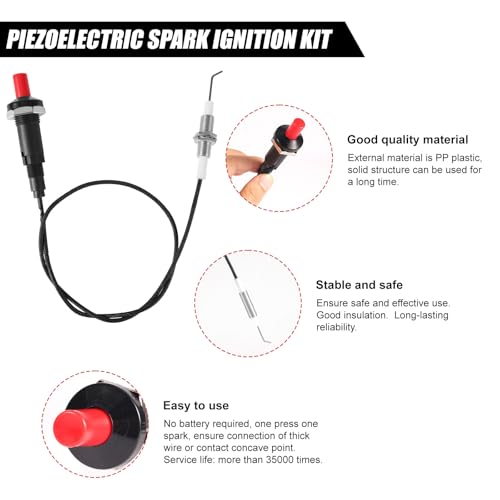 1pcs Piezo Igniter with Spark Ignition, Grill Igniter Replacement | Metal Propane Push Button Threaded Electrode for Gas Fireplace Oven Heater BBQ Torch Kitchen Outdoor Practical Accessories