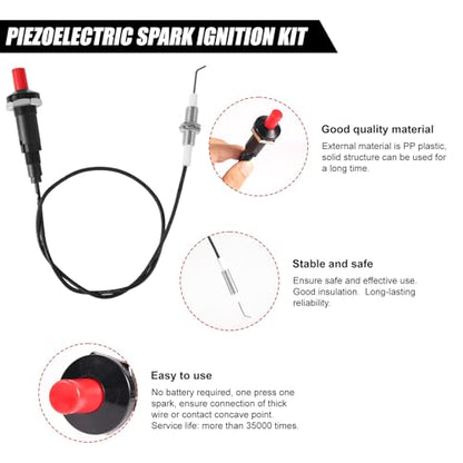1pcs Piezo Igniter with Spark Ignition, Grill Igniter Replacement | Metal Propane Push Button Threaded Electrode for Gas Fireplace Oven Heater BBQ Torch Kitchen Outdoor Practical Accessories