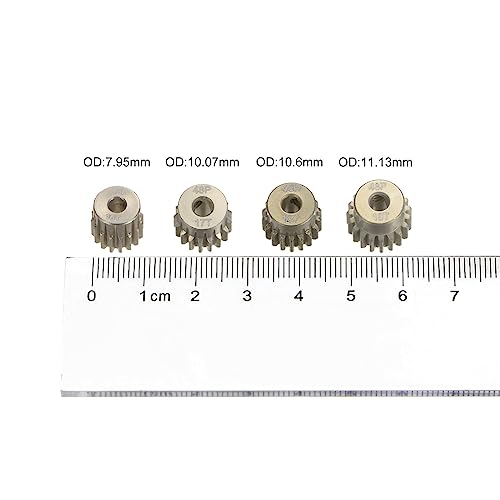 HARFINGTON 48P Hardened Pinion Motor Gear Set 4pcs 16T 17T 18T 19T Fit 1/8 inch RC Motor Shaft 48 Pitch 7075 Aluminum Gears for RC Car, with Hex Key - style: 16T 17T 18T 19T