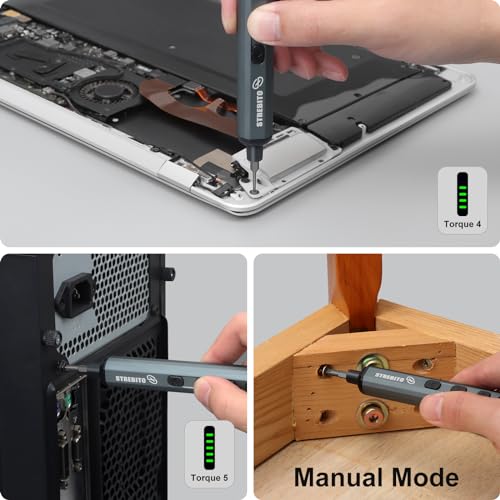 STREBITO Mini Electric Screwdriver Set, 70 in 1 Small Electric Screwdriver | 64 S2 Preicison Bits, 5 Torque Settings, 4 LED Lights, Mini Power Screwdriver Repair Tool Kit for Computer PC, Electronic, RC - style: Standard