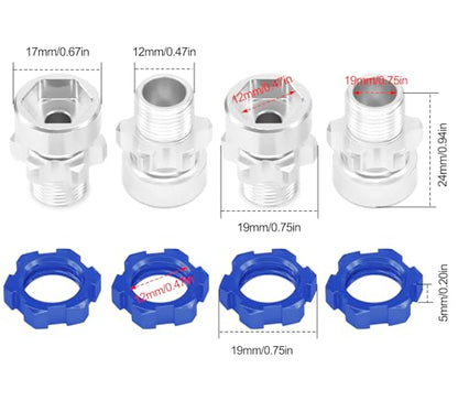 OGRC 12mm to 17mm Wheel Hex Adapter, Hex Extension for Slash Losi RC Car | Aluminum Hub, 10mm Extension, 17mm Wheel Conversion, for Traxxas Losi HPI 1/10 RC Truck Buggy, Blue - color: Blue