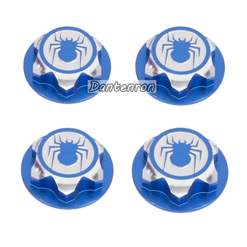 4PCS RC 17MM Hex Wheel Nut Dustproof Anti-Skid Mount Cap CNC Aluminum Compatible with 1/8 Buggy Off Road Monster Truck Car Traxxas X-Maxx Summit E-Revo HPI HSP Losi Kyosho Tamiya (Blue) - color: Blue